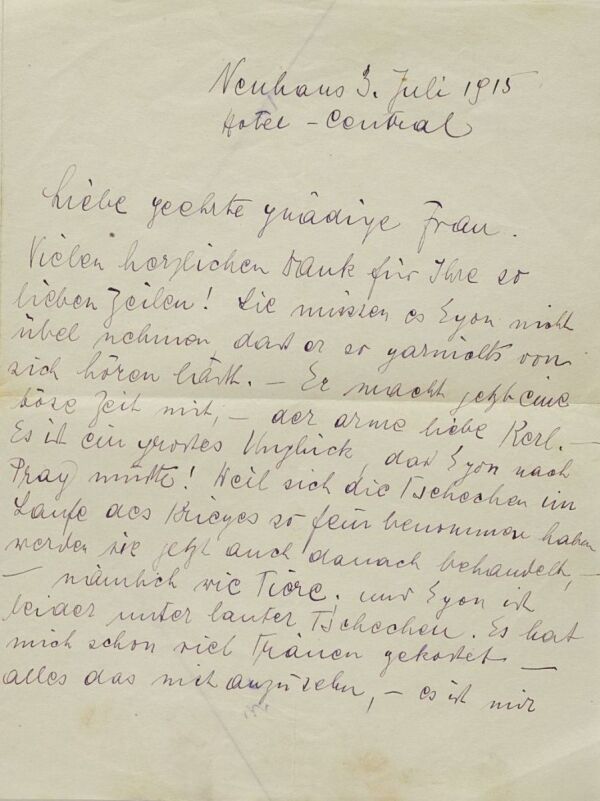 Brief von Edith Schiele an Marie Schiele Bild 1