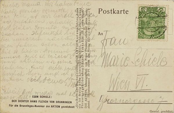 Postkarte von Edith Schiele an Marie Schiele Bild 2