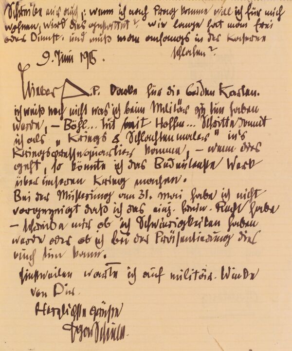 Brief von Egon Schiele an Anton Peschka Bild 1