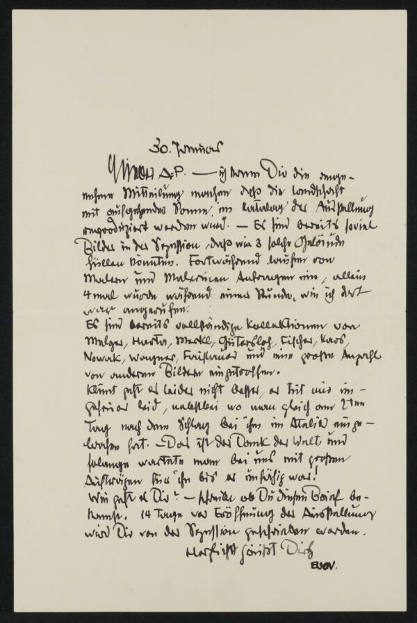 Brief von Egon Schiele an Anton Peschka 