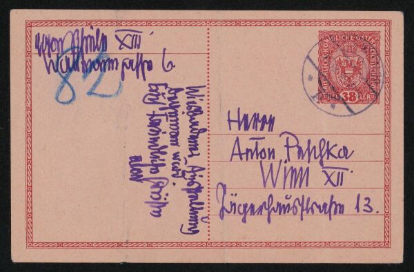 Postkarte von Egon Schiele an Anton Peschka Bild 2