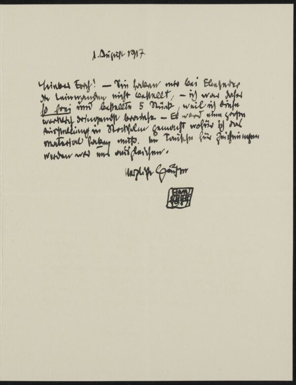 Brief von Egon Schiele an Erich Lederer 