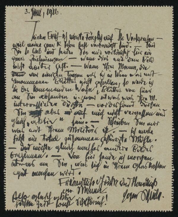 Brief von Egon Schiele an Erich Lederer 