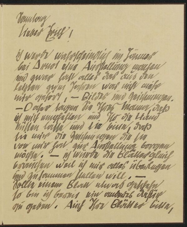 Brief von Egon Schiele an Erich Lederer 