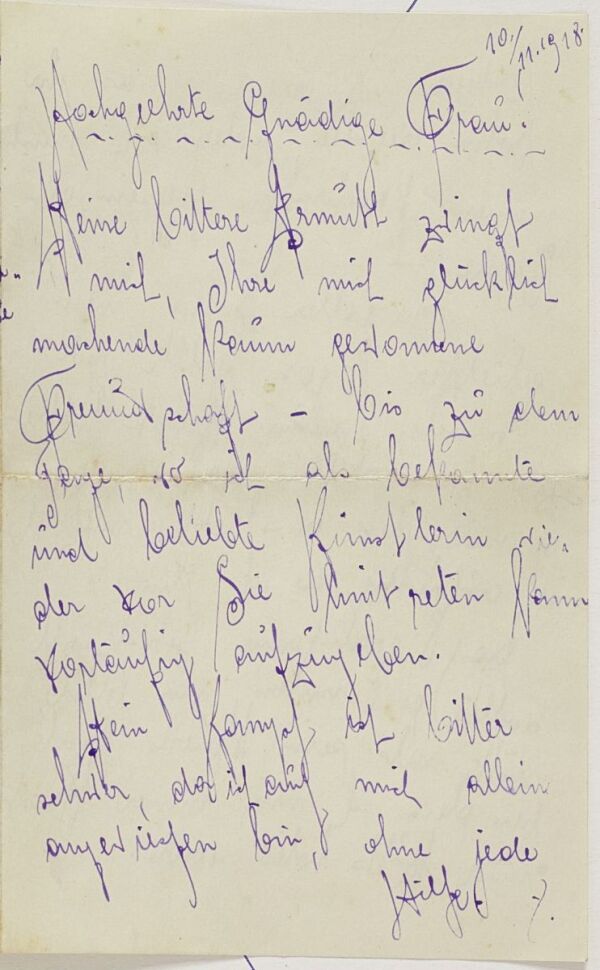 Brief von Emmy Obransky an Marie Schiele 