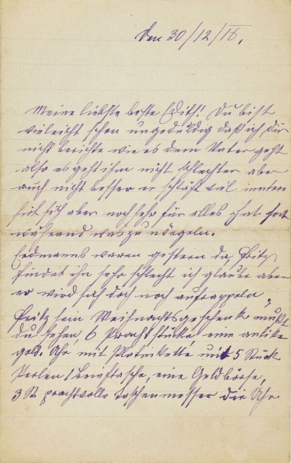 Brief von Josefine Harms an Edith Schiele 