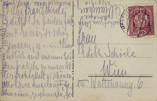 Postkarte von Carl Reininghaus an Edith Schiele Bild 2