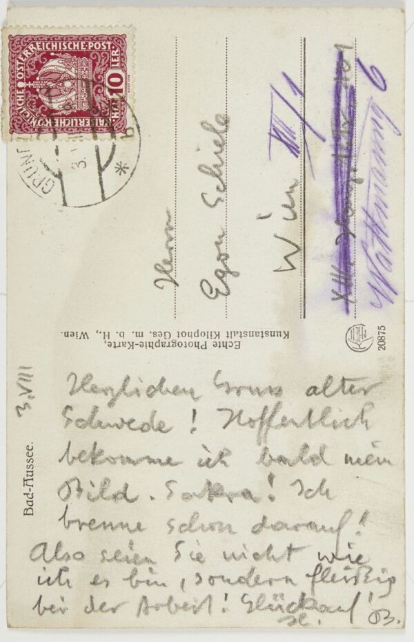 Postkarte von Hans Böhler an Egon Schiele Bild 2