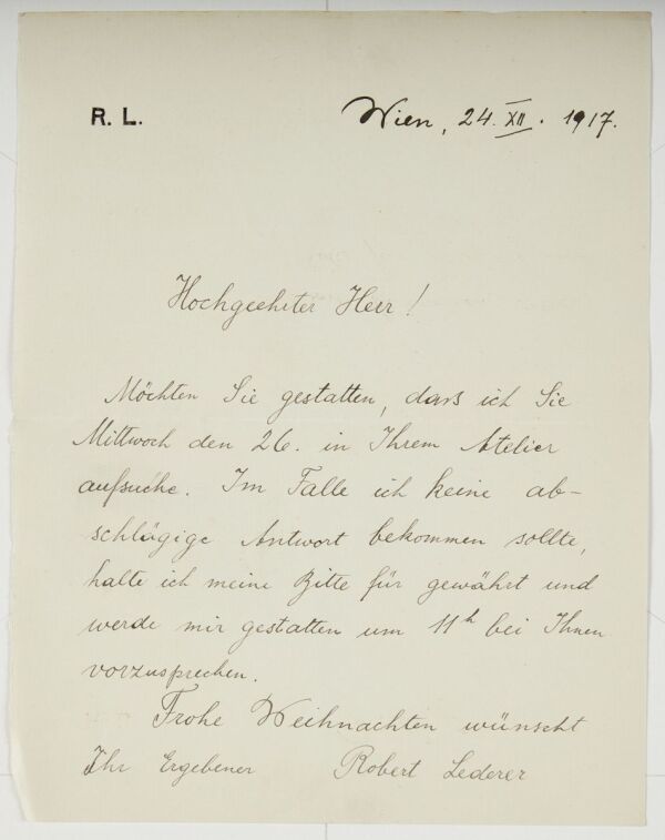 Brief von Robert Lederer an Egon Schiele 