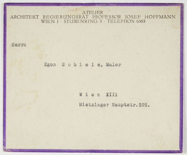 Brief von Josef Hoffmann an Egon Schiele Bild 2