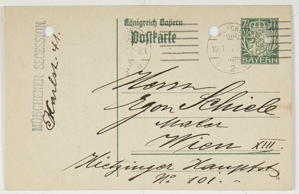 Postkarte von Max Echter/Münchener Secession an Egon Schiele Bild 2