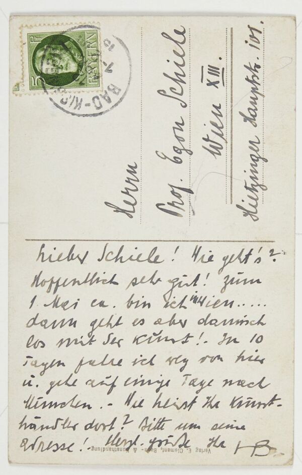 Postkarte von Heinrich Böhler an Egon Schiele Bild 2