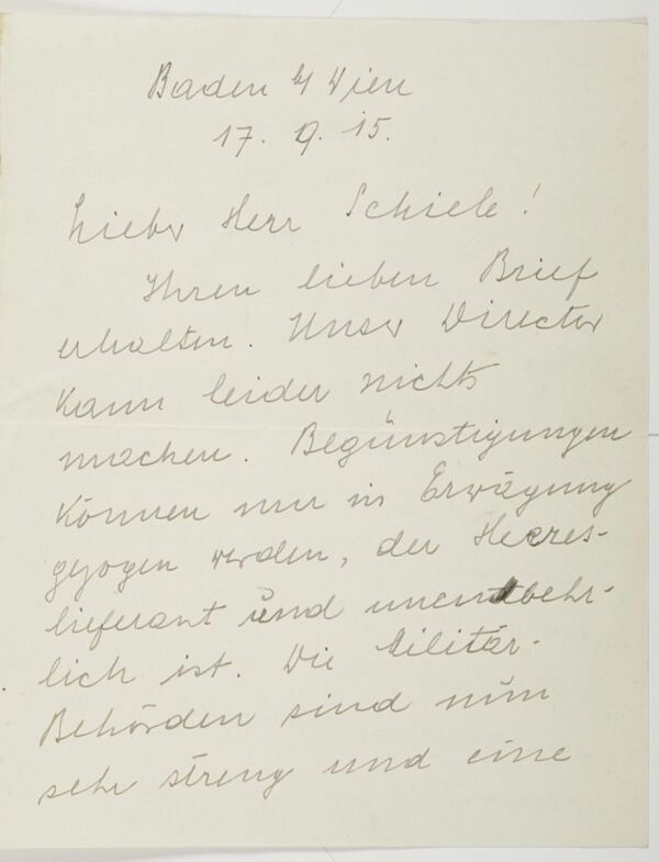 Brief von Heinrich Böhler an Egon Schiele Bild 1