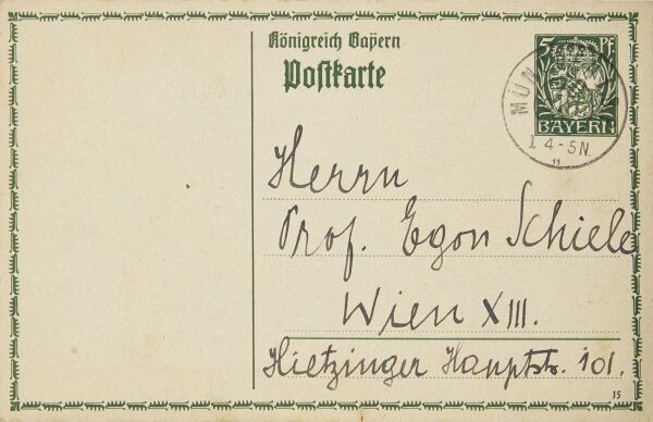 Postkarte von Heinrich Böhler an Egon Schiele Bild 2