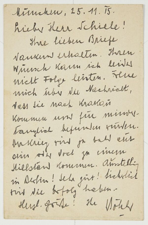 Postkarte von Heinrich Böhler an Egon Schiele 