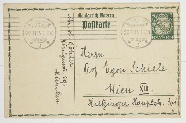 Postkarte von Heinrich Böhler an Egon Schiele Bild 2