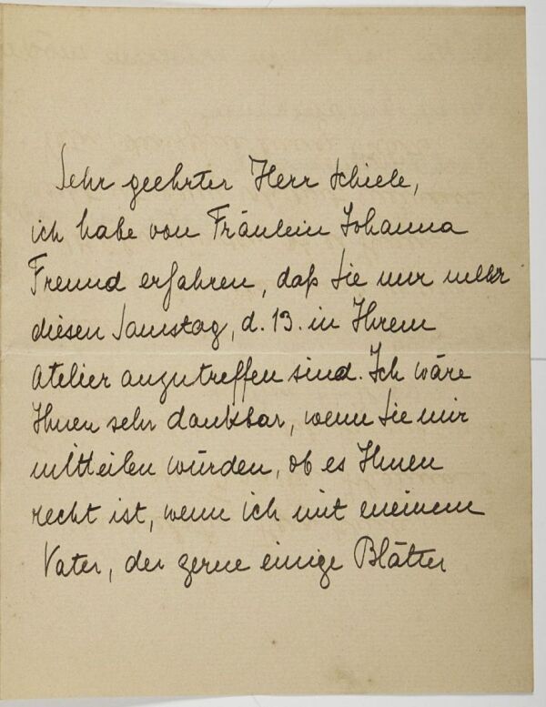 Brief von Lotte Gotthilf an Egon Schiele 