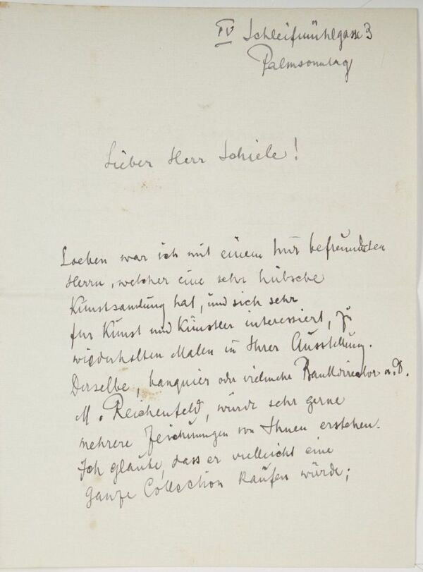 Brief von Clemens Pausinger an Egon Schiele 