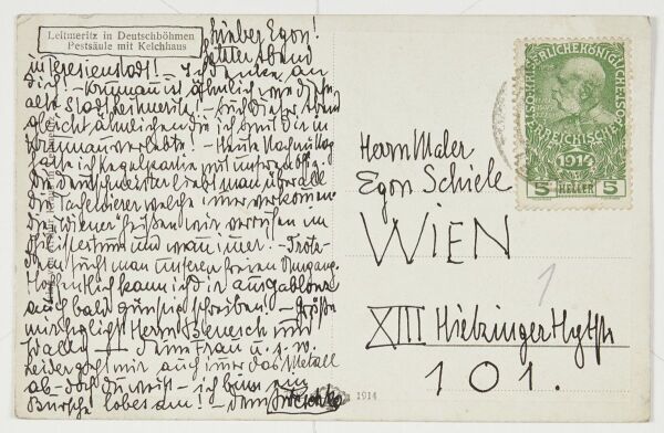 Postkarte von Anton Peschka an Egon Schiele Bild 2