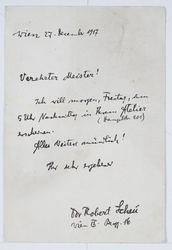 Brief von Robert Scheu an Egon Schiele 