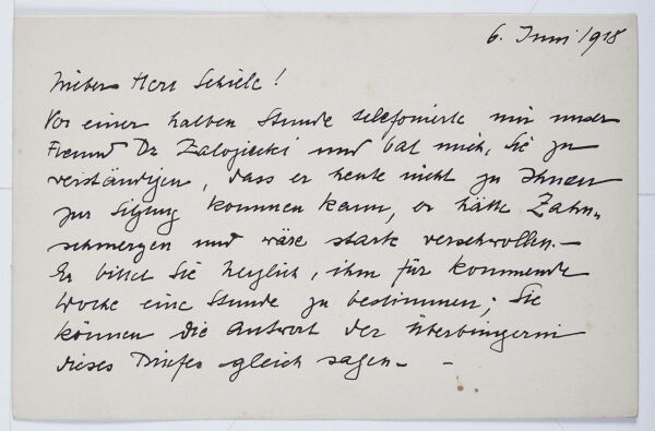 Brief von Lilly Steiner an Egon Schiele 