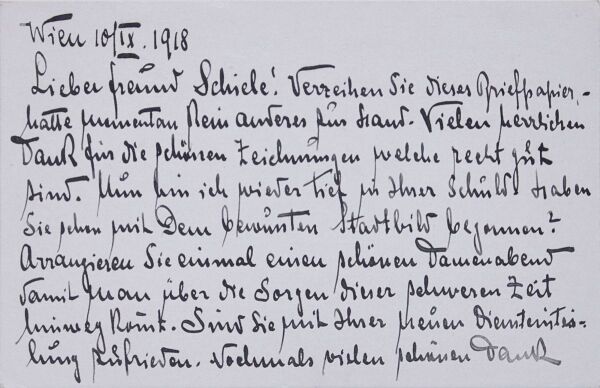 Brief von Anton Maximilian Viditz-Wardt an Egon Schiele 