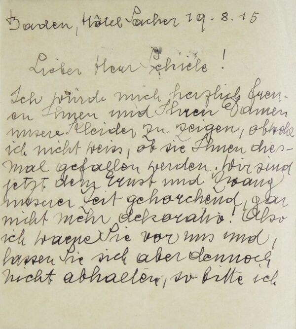 Brief von Eduard Wimmer-Wisgrill an Egon Schiele 