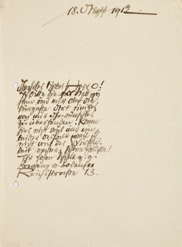 Brief von Egon Schiele an Karl Ernst Osthaus/Folkwang Museum 