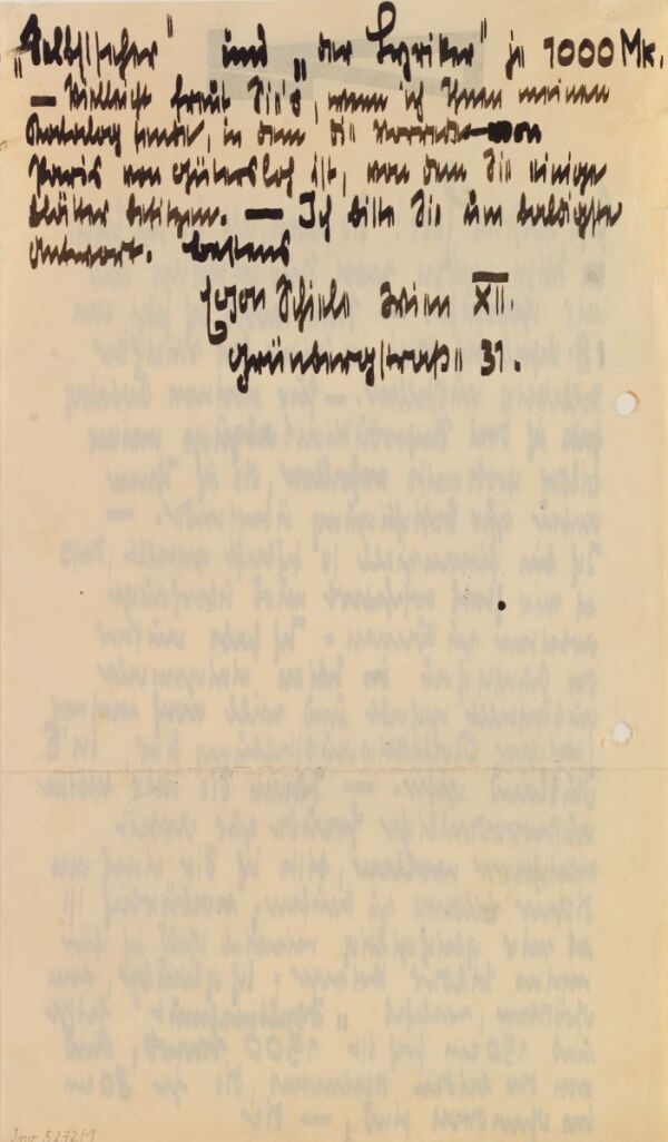 Letter from Egon Schiele to Karl Ernst Osthaus/Folkwang Museum Bild 2