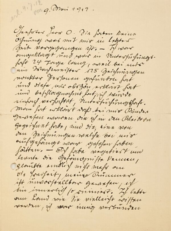 Brief von Egon Schiele an Karl Ernst Osthaus/Folkwang Museum Bild 1