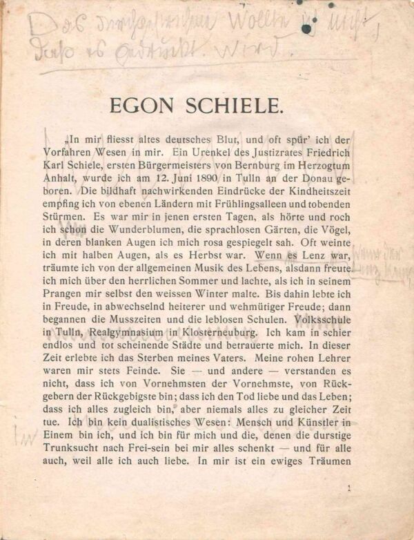 Katalog zur IX. Kollektiv-Ausstellung Neue Kunst Hans Goltz, Egon Schiele/Wien, mit eigenhändigen Notizen von Egon Schiele Bild 2