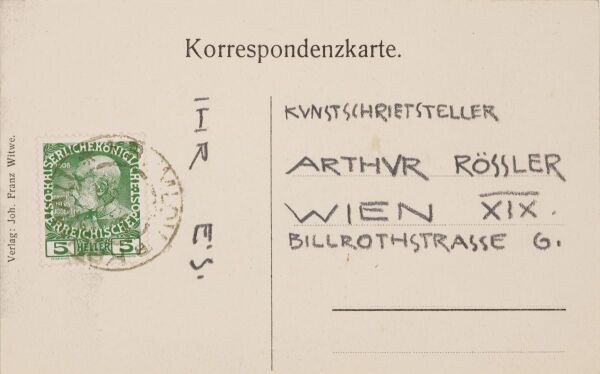 Postkarte von Egon Schiele an Arthur Roessler Bild 2