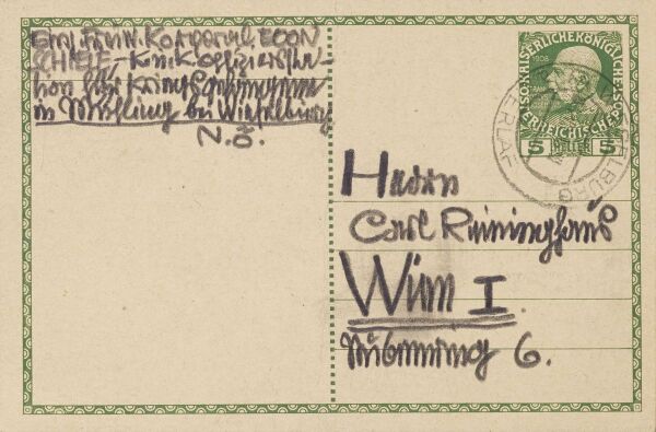 Postkarte von Egon Schiele an Carl Reininghaus Bild 2