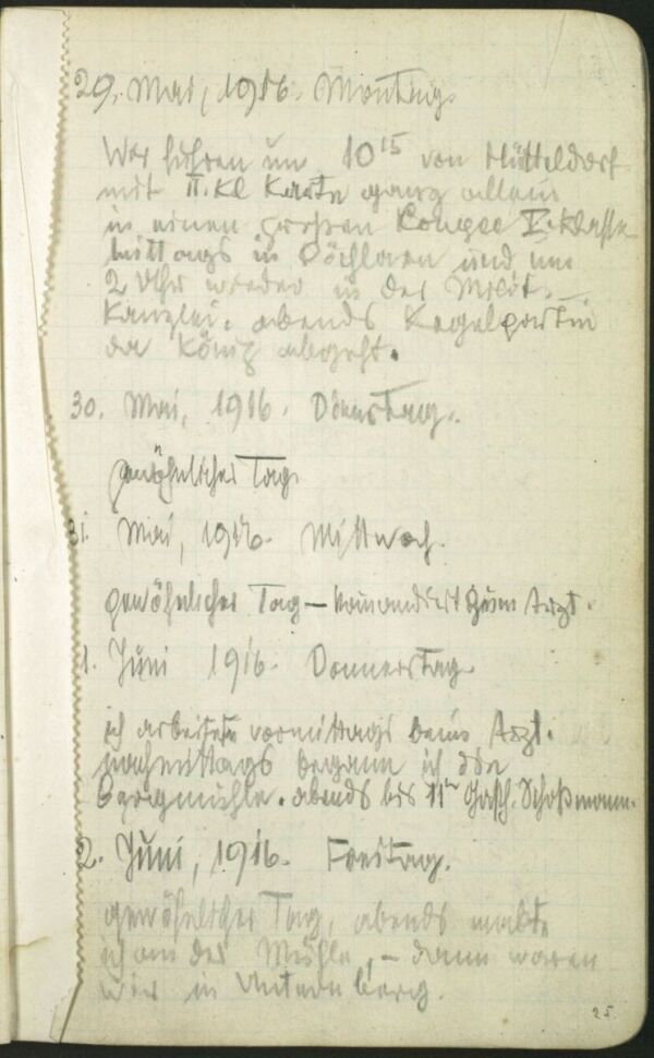 Entry into Egon Schiele’s war diary Bild 2