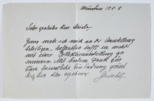 Brief von Eugen Steinhof an Egon Schiele 