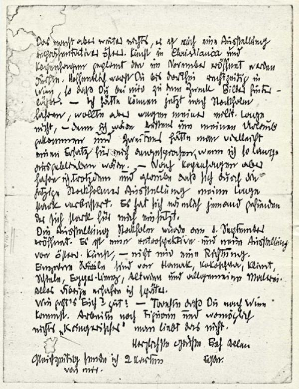 Brief von Egon Schiele an Anton Peschka Bild 2