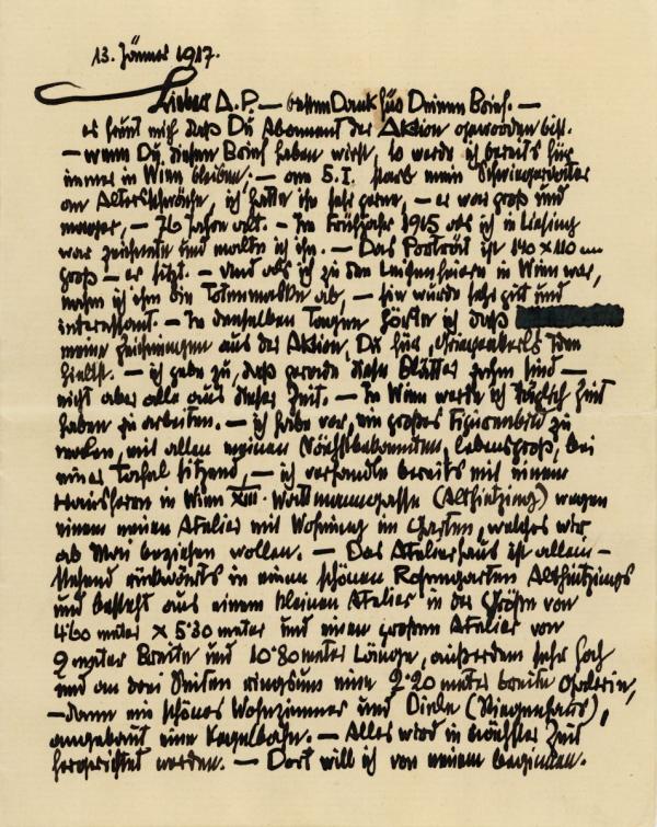 Brief von Egon Schiele an Anton Peschka Bild 2