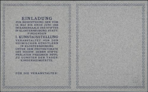 Einladung von Egon Schiele zur Ausstellung im Stift Klosterneuburg 