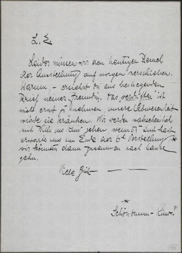 Brief von Edith Harms an Egon Schiele 