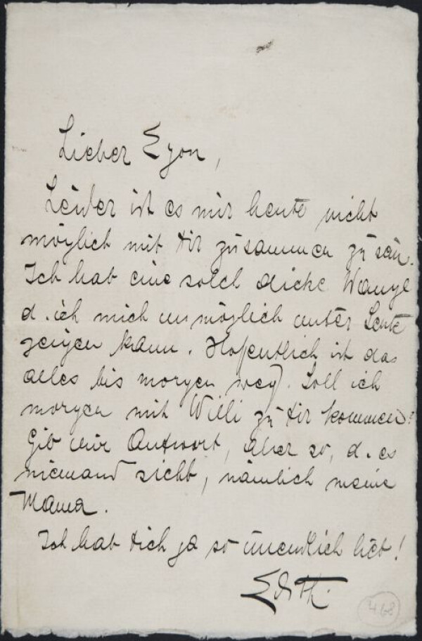 Brief von Edith Harms an Egon Schiele 