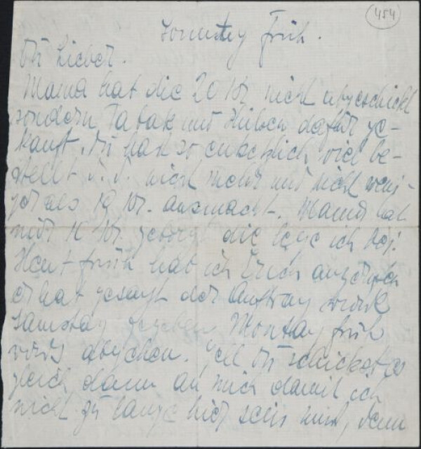 Brief von Edith Schiele an Egon Schiele 