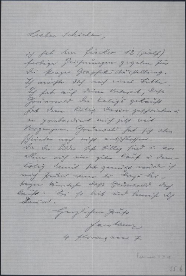 Letter from Anton Faistauer to Egon Schiele Bild 1