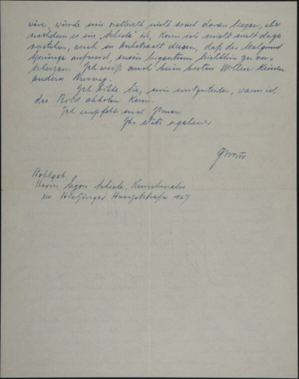 Brief von Xaver B. Gmür an Egon Schiele Bild 2