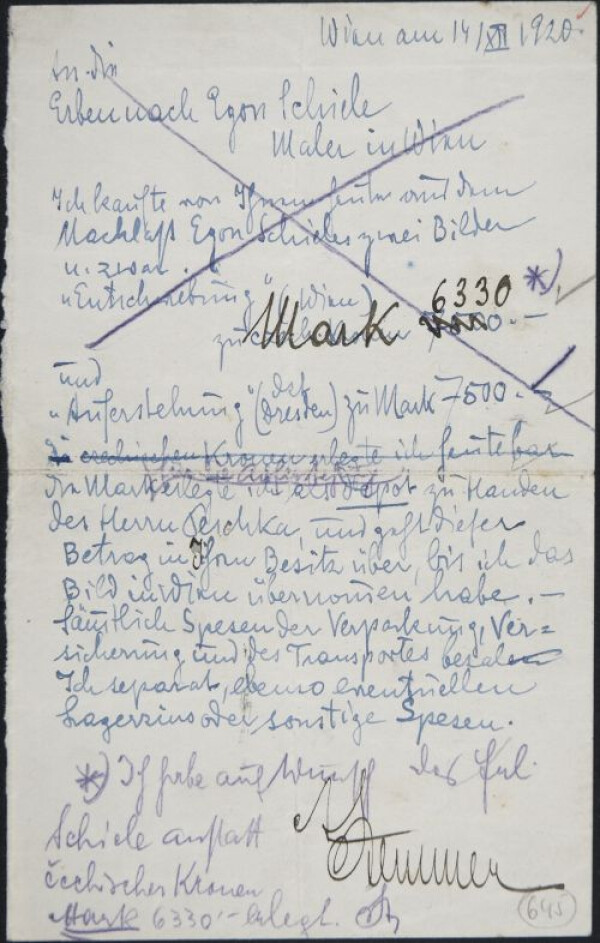 Brief von Arthur Stemmer an Marie Schiele 