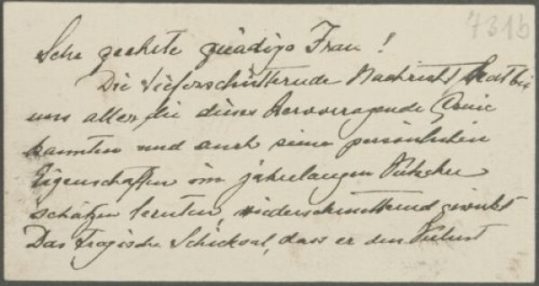 Visitkarte mit Kondolenzschreiben von Guido Arnot an Josefine Harms zum Tod von Egon Schiele 