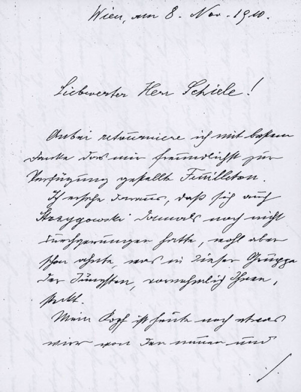 Brief von Heinrich Benesch an Egon Schiele 