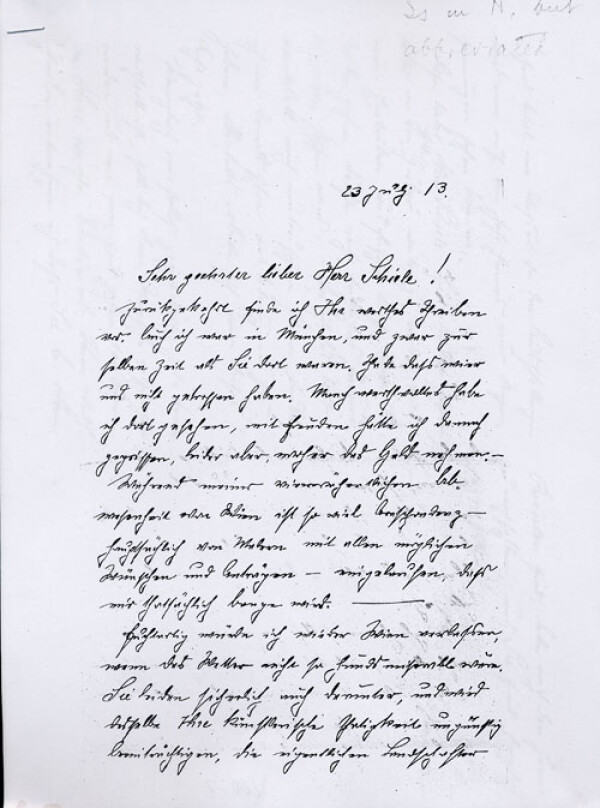 Brief von Franz Hauer an Egon Schiele 