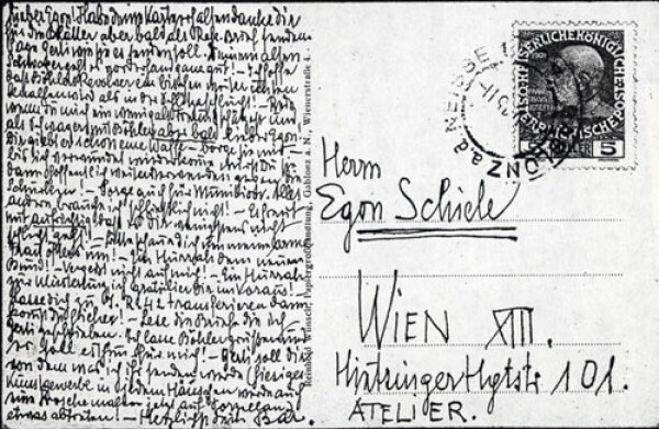 Postkarte von Anton Peschka an Egon Schiele Bild 2