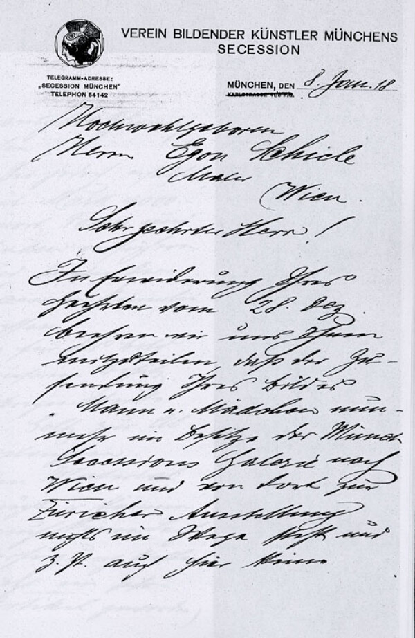 Brief der Münchener Secession an Egon Schiele 