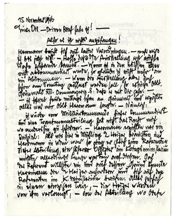 Brief von Egon Schiele an Edith Schiele 